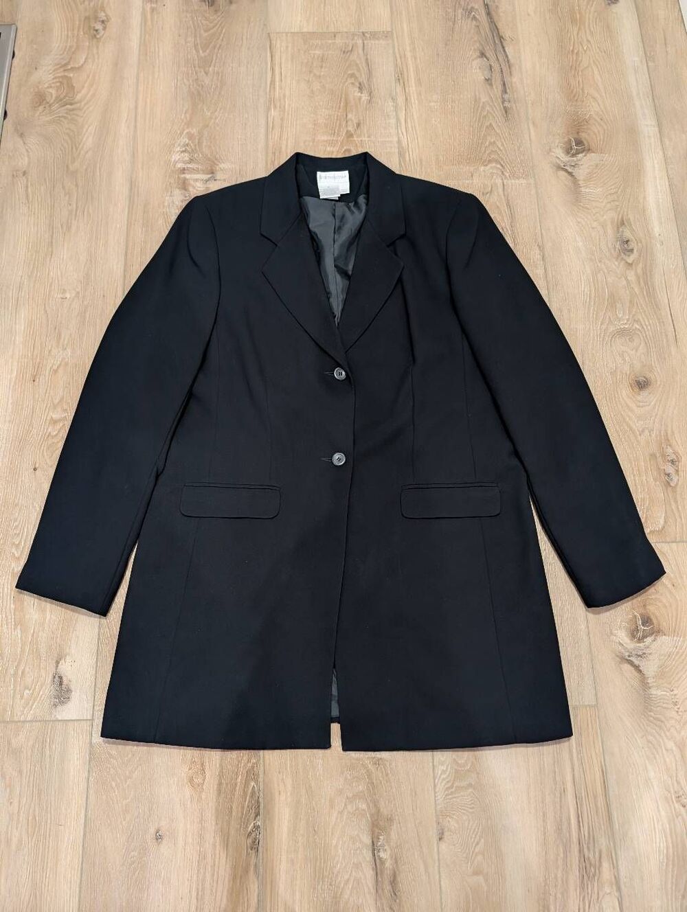 Vintage Worthington 16 Tall Black Longline Blazer Jacket Tailored Office Career